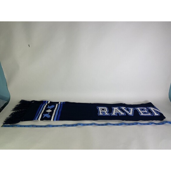 Harry Potter Ravenclaw Winter Scarf Knit with Tassels Blue White Adult Unisex - Picture 4 of 5